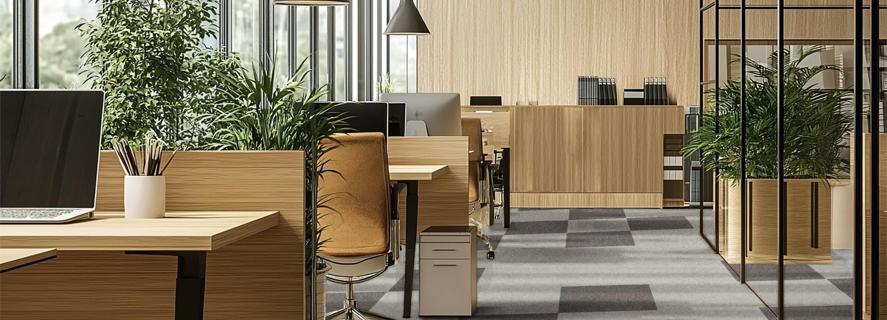 Armonia office Biuro z podłogą z płytek dywanowych Armonia